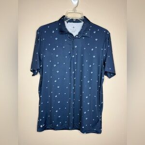 Adidas Ultimate 365 All Over Print Moon Blue Polo Shirt Size Medium